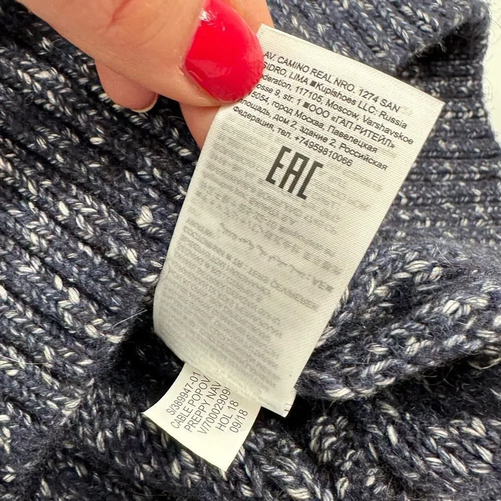NWT Banana Republic Yak Hair Blend Cable Knit Shawl Pulllover Preppy‎ Sweater S
